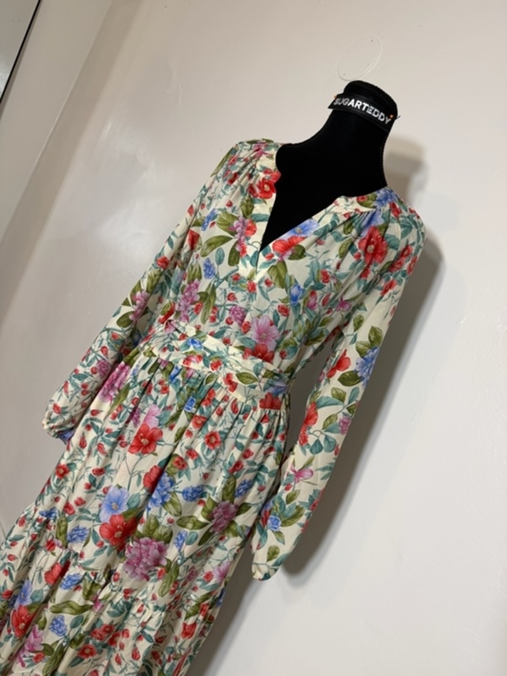 Thompson Cream Long Sleeve Floral Tiered Maxi Dress